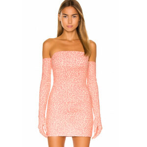 Miscreants Mini Dress & Gloves Yellow & Pink Leopard NWT Size 8 US / 10 UK